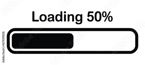 Update progress bar loading icon with gear settings and software installation symbols, system update, operating system upgrade, digital download process vector illustration