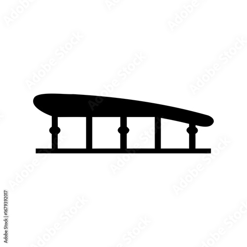 Stylized black and white illustration of an abstract architectural structure element