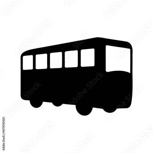 Simple Black and White Bus Silhouette Illustration for Transportation Design