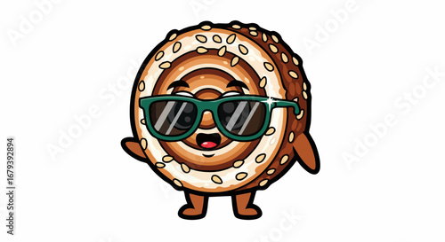 Cool Sushi Roll Cartoon Character with Sunglasses.