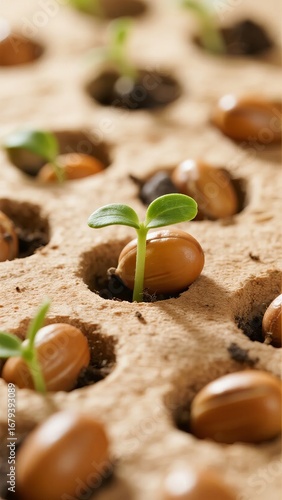 Seedlings Emerging from Soil in a Seed Tray