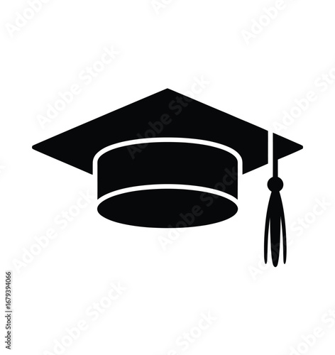 llustration of a graduation cap with a tassel icon graduation, icon, vector, illustration, silhouette, clipart, horizontal, isolated assets, on transparent background