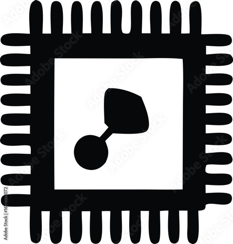 Modern microprocessor chip design icon symbolizing digital technology and computing power for electronic devices and gadgets
