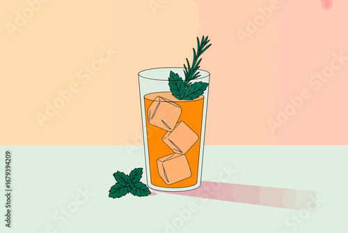 Minimalist illustration of a tall glass with a liquid inside