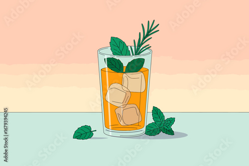 Minimalist illustration of a tall glass with subtle details