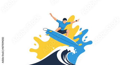 Spectacular Surfer Navigating Majestic Wave: Capturing Moments of Oceanic Thrill And Skill