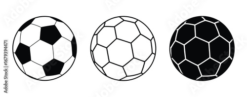 Soccer ball set icons, football signs, line soccer sport ball – vector