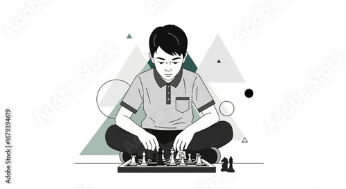 Strategic Young Person Skillfully Contemplating The Chessboard With Focus And Precision