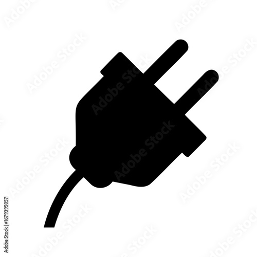 A simple black silhouette vector drawing of a European power plug
