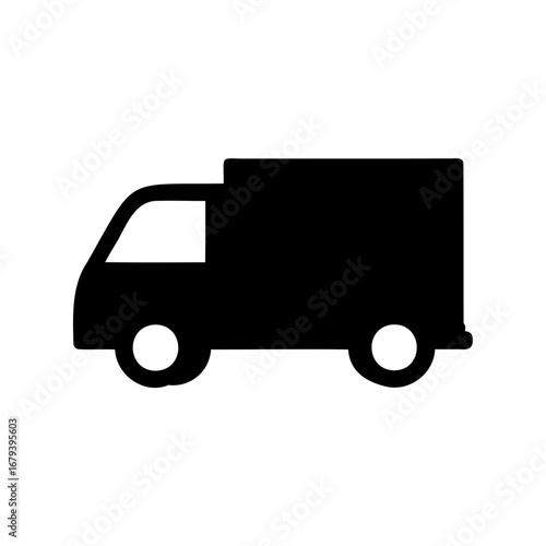 Silhouette of a delivery truck with space for cargo transportation symbol