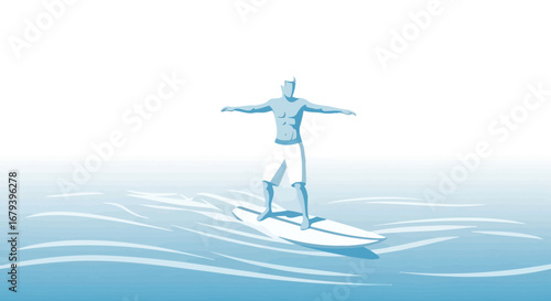 Silhouette Surfer Balancing on Board Amidst Water Waves Under Clouded Summer Sky