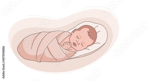 Sleeping Newborn Baby Wrapped in a Swaddle Blanket Resting Peacefully