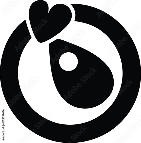 Charming dog eye and heart icon symbolizing love and compassion for canine companionship and animal welfare.