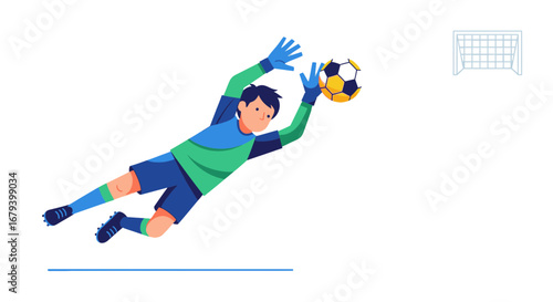 Soccer Goalkeeper Saves the Ball: A Vector Illustration of the Football Action