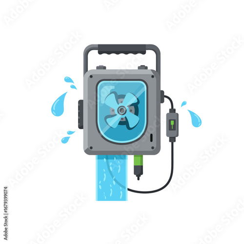 An Illustrated Portable Device with Water and USB