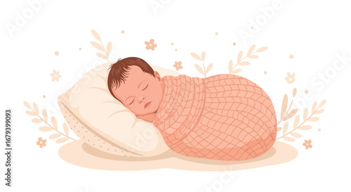 Sweet Dreams: A Peaceful Infant Embraced in Slumber on a Gentle Pillow
