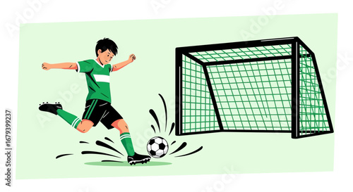 Soccer Player Kicking The Ball Towards The Goal, Sport Recreation Activity