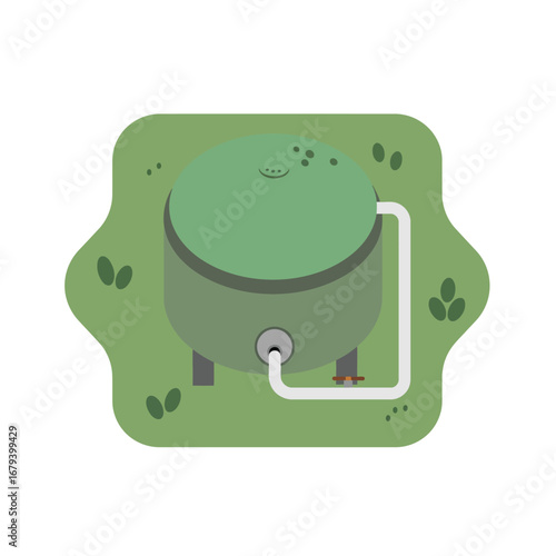 Water Storage Tank on a Grassy Lawn