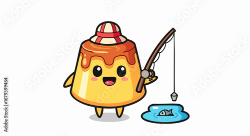 Fishing Panettone Cartoon Character.