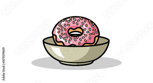 Sweet Sprinkled Pastry Resting Within A Beige Vessel On A White Background