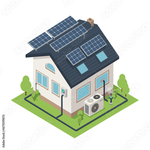 Illustrated Guide to a Modern House with Solar Panels