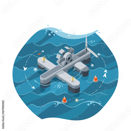 Tidal Turbine Icon for Sustainable Water Power