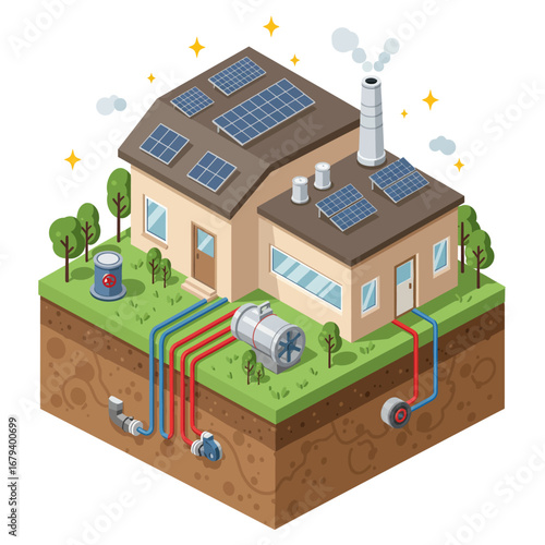Eco-Friendly House Featuring Ground-Source Heat Pump