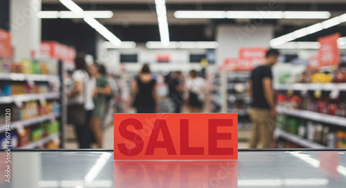 Wallpaper Mural Sale sign in foreground with shoppers browsing in supermarket   Torontodigital.ca