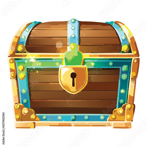 Ornate treasure chest with a glowing keyhole, a valuable objective for a magical quest-based Game