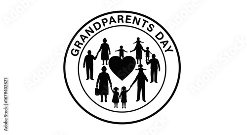 Vector art of grandparents day celebration with family members