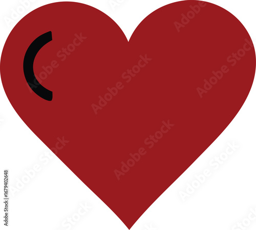 Bold red heart symbol with subtle shine for love romance valentine's day and emotion
