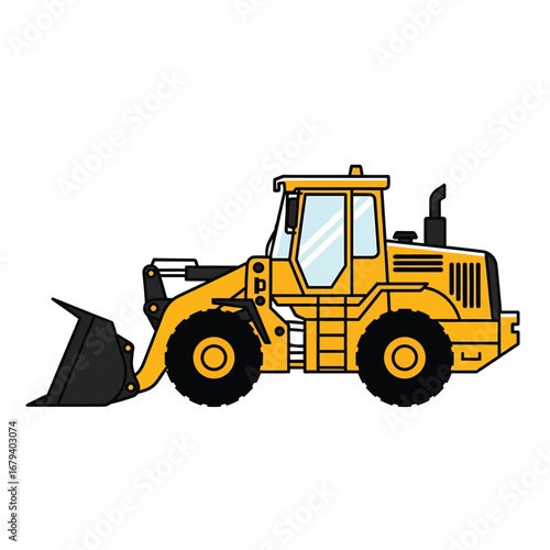 Powerful yellow front loader ready for construction projects and heavy lifting tasks