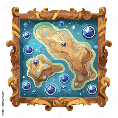 Wide fantasy map with gems and islands, an engaging visual backdrop for a grand strategy Game