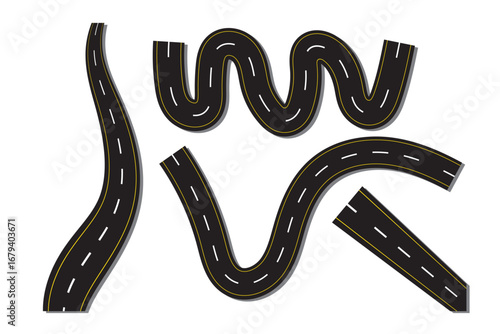 straight asphalt road icon set going to the distance on white background . eps 10