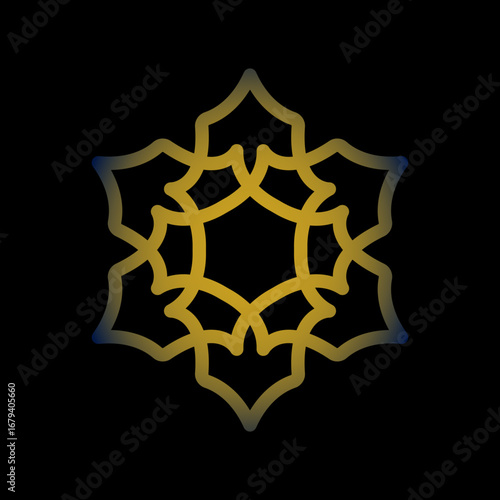 Intricate golden geometric mandala pattern with gradient accents on a dark backdrop signifying elegance and sophistication
