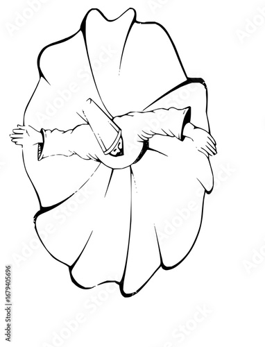 Elegant flowing robe with hands reaching out, evoking mystery and intrigue for fashion and design projects