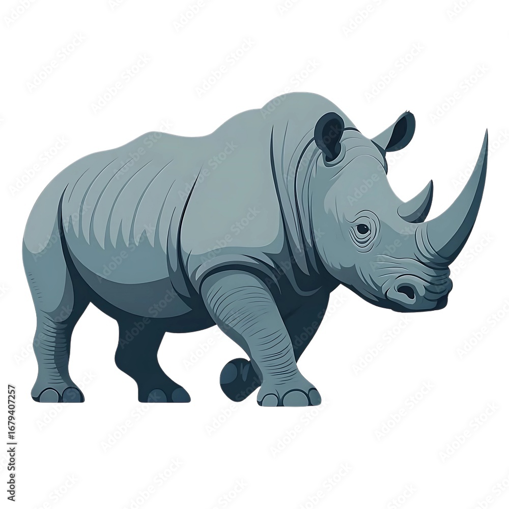 Obraz premium vector illustration of a rhinoceros in side profile
