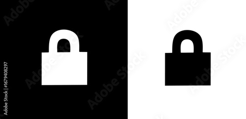 Two lock icons, one white on black, one black on white, representing security and contrast