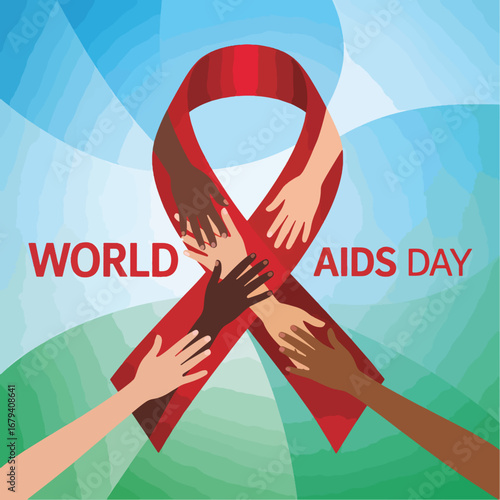 Flat World Aids Day vector illustration background