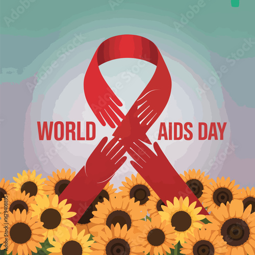 Flat World Aids Day vector illustration background