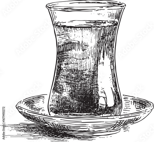 Turkish tea glass illustration on white background. This vector illustration can be used in any size you like for advertising, logos, and other work.