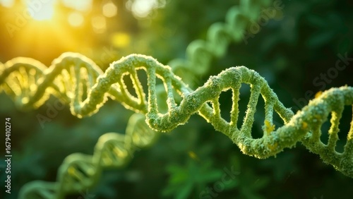 Yellow green DNA strand natural background image