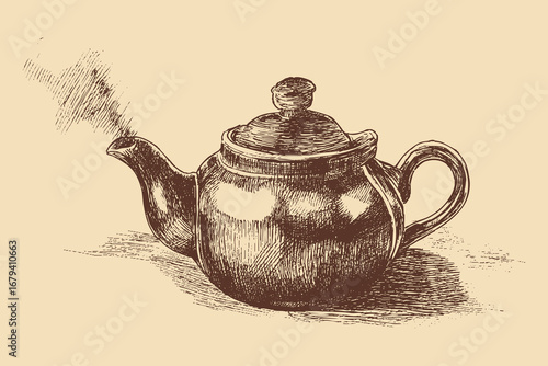Tea pot illustration on white background. This vector illustration can be used in any size you like for advertising, logos, and other work.