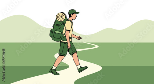 Pathfinder Embarks On a Journey Through the Wilderness Carrying a Backpack Toward Adventure