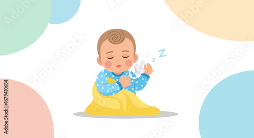 Peaceful Baby Dreaming And Sleeping Comfortably Next To A Pacifier For The Night