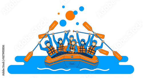 Rafting Adventure: Group of People Enjoying Water Sports and Recreational Activities