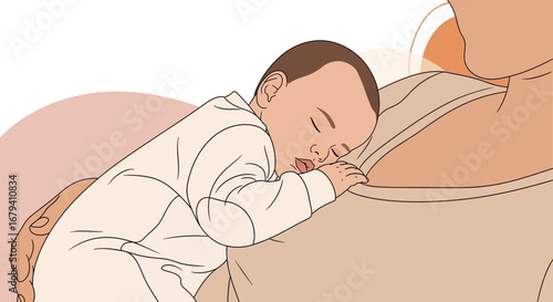 Peaceful Embrace: A Tender Moment of Maternal Comfort and Infant Slumber