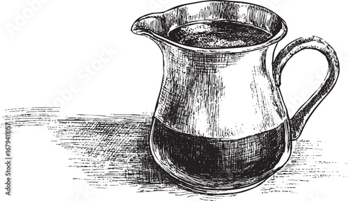 Milk jug illustration on white background. This vector illustration can be used in any size you like for advertising, logos, and other work.