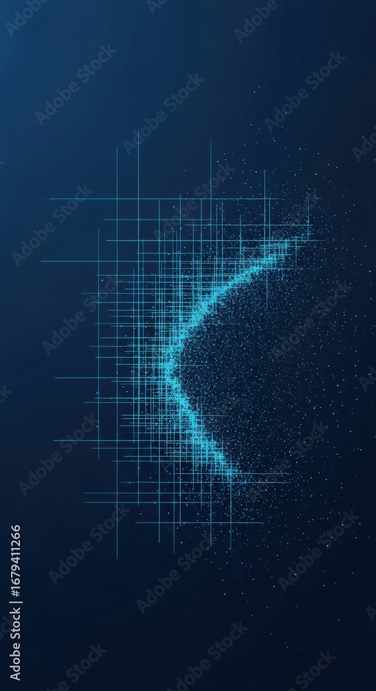 Fototapeta premium Dynamic Digital Glitch Data Stream Background Abstract Technology Grid Particles