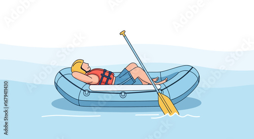 Relaxed Rafting Adventure: Unwinding on the Water, Enjoying a Peaceful River Float
